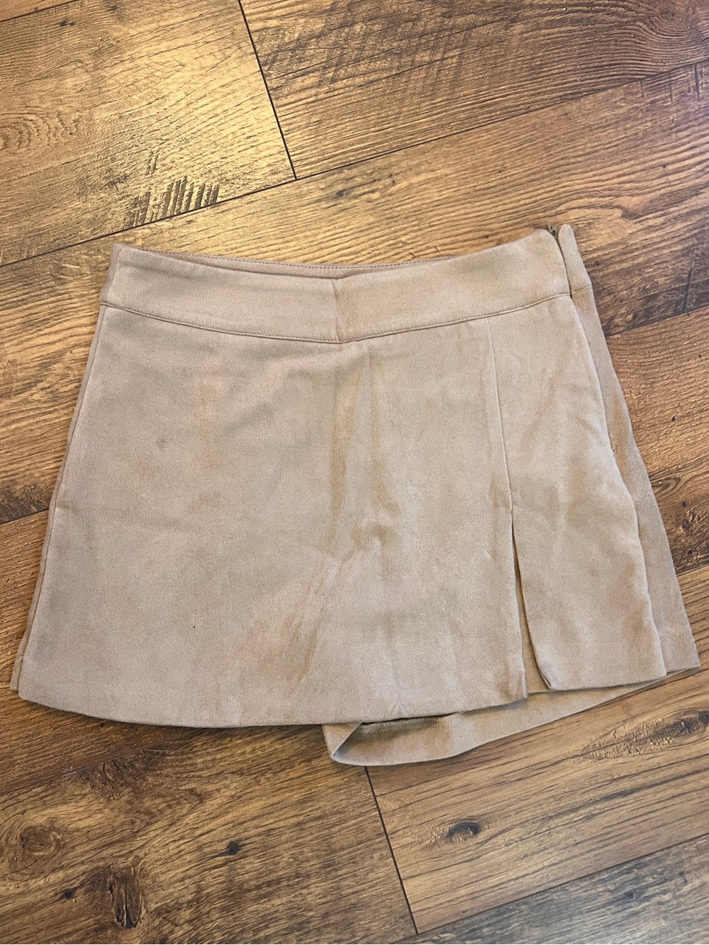 Hem & Thread Tan Suede-Look Mini Skirt